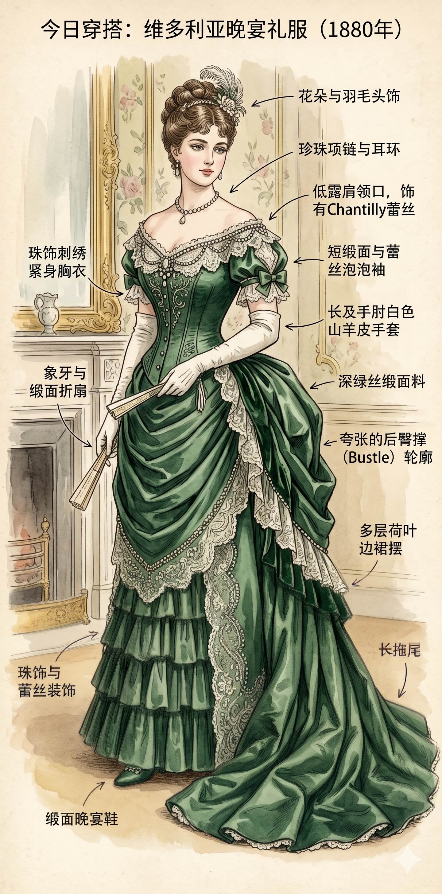 维多利亚时期晚宴裙装示范